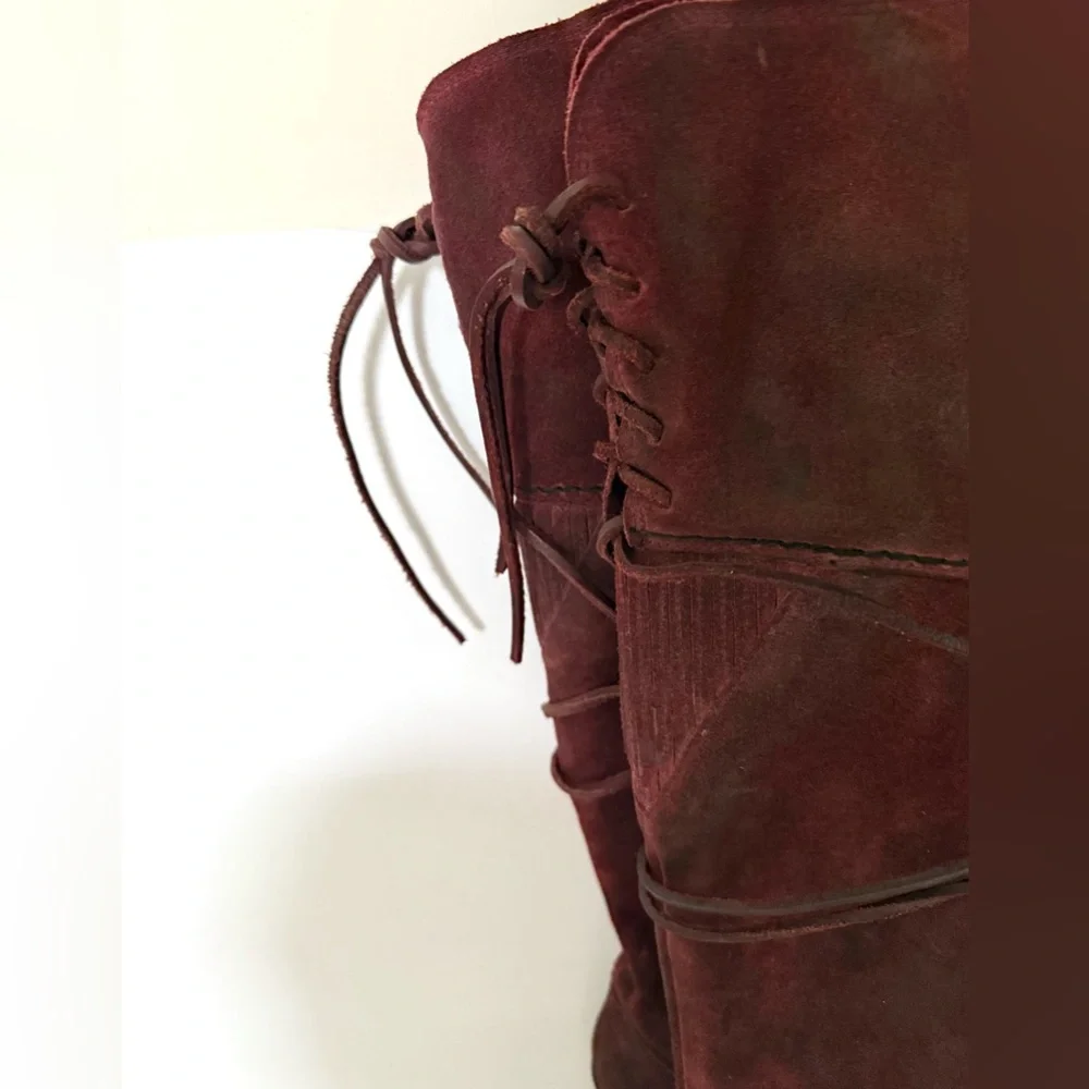 Women's Over-the-Knee Suede Boots in Burgundy